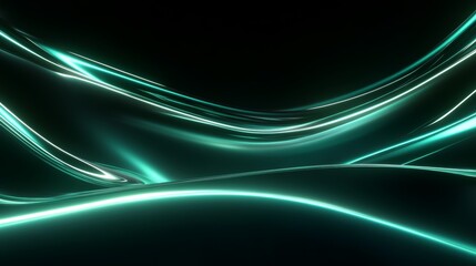 Fototapeta premium Dynamic flow, dark green abstract background with a smooth, curved wave design for modern and minimalist projects