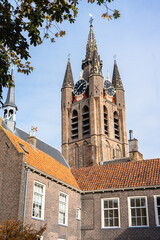 Obraz premium Delft, The Netherlands October 15, 2024. The Old church of Delft.
