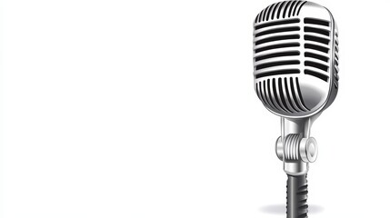 Fototapeta premium Detailed illustration of a vintage silver metal microphone isolated on a white background.