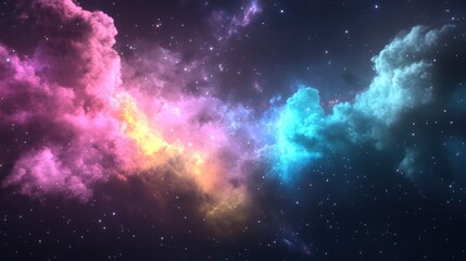 Fototapeta premium Vibrant cosmic clouds illuminated by starlight in deep space, showcasing an array of colors swirling together during a night sky observation