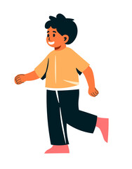 Smiling Boy Walking Illustration vector