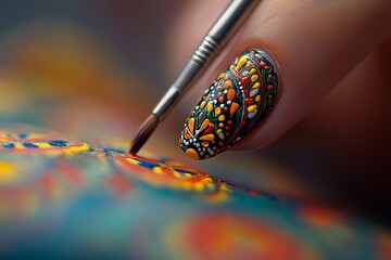 Obraz premium Close-Up of Nail Art Detailing by Professional Beautician