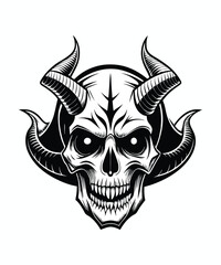 Free vector demon head skull silhouette illustration, white background