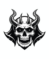 Free vector demon head skull silhouette illustration, white background