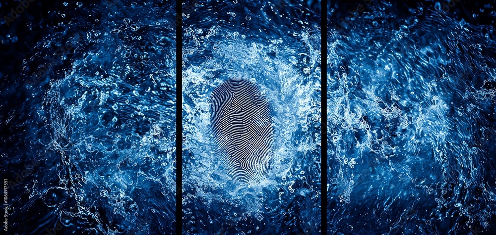 Poster An abstract representation of water splashing and creating ripples, emphasizing the dynamism and beauty of natural elements in motion.