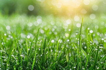 Fototapeta premium Dewy grass in morning light