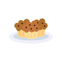 Muffin cupcakes snack. Dessert, bakery, cooking concepts. Flat vector design isolated illustration.