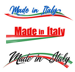 Obraz premium set of Italian symbols, icons and flags isolated on a white background, Made in Italy. vector illustration