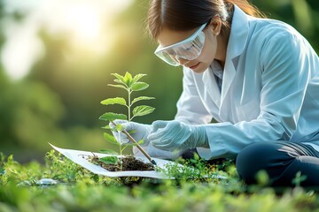 Scientist Studying Flora in Botanical Research Setting
