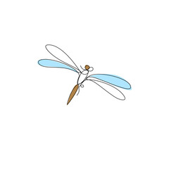 Stylized dragonfly logo. Drawing in one line