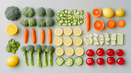 Colorful Flat Lay of Fresh Fruits and Vegetables