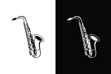 Naklejka premium Saxophone flute icon on White Background Vector Art Illustration on white background.