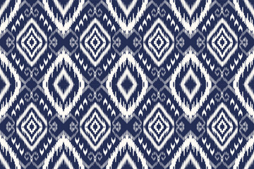 Ethnic ikat seamless pattern.beautiful pattern. floral embroidery, bohemian style, abstract flower art print. ethnic ikat abstract art. seamless fabric. ikat design for fabric, wallpaper, clothing.	