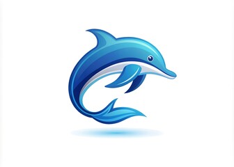 Fototapeta premium a colourful dolphin with a white tail on a logo creative icon white background