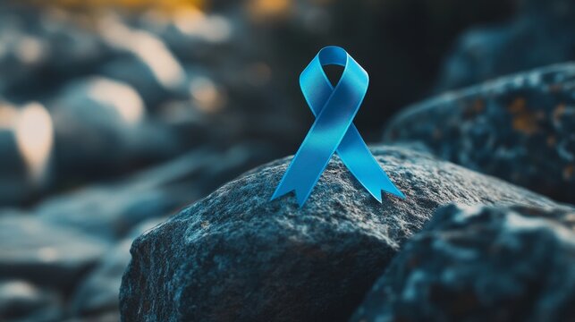 Prostate cancer awareness month, symbolized by a blue ribbon, promotes healthcare and raises awareness about the disease.