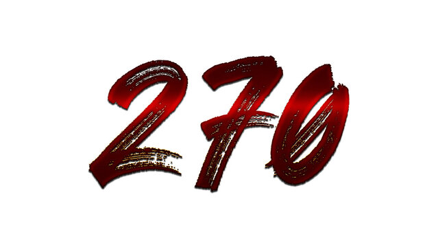 3D blood red number design of 270 on white background.