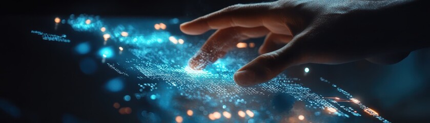Fototapeta premium Hands adjusting holographic financial charts, dynamic market forecast concept, modern investment analysis