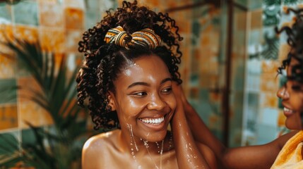 Beautician administers hair growth serum on client s scalp for optimal hair treatment results