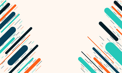 Abstract Background with Diagonal Lines and Rounded Shapes in Blue, Orange, and Teal