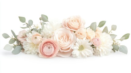 Obraz premium Floral Elegance: A gentle arrangement of fresh, pastel-toned blossoms unfolds, evoking a sense of delicate beauty and serenity.