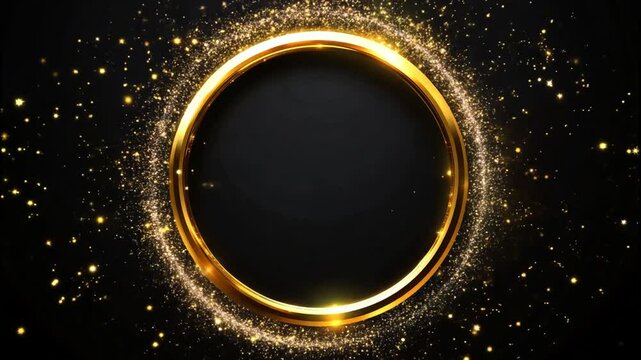 A glowing golden ring with sparkles, resembling a mystical portal to another dimension