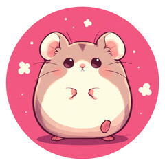 Fototapeta premium A cute, cartoon-style hamster with a round body and expressive eyes on a pink background.