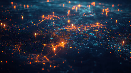 Cyber Connectivity Illustration of a Digital World Map