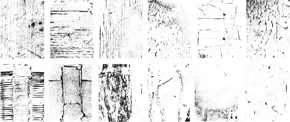 Poster Grunge textures set. Collection of vector, distress, textures .Simply Place grungy textured overlay over any Object to Create grunge ,dirty effect .Various distressed texture for your design. 