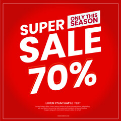 Super discount 70% off, red sale discount