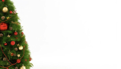 Christmas white background with christmas balls and decoration