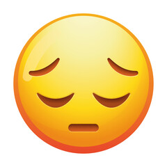 A pensive emoji face with downcast eyes and a small frown, expressing deep thought or sadness in gentle yellow tones.