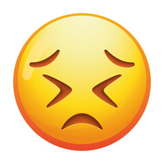 A persevering emoji face with determined eyes and a subtle smile, conveying resilience and strength in bright yellow tones.