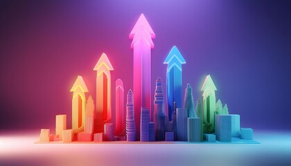 The integration of the ASEAN Economic Community shows economic growth with an arrow pointing up and a city.
