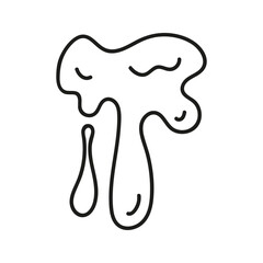 Hand drawn linear dripping flow liquid melt and drop. Doodle water splashes graphic illustration