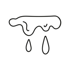 Hand drawn linear dripping flow liquid melt and drop. Doodle water splashes graphic illustration
