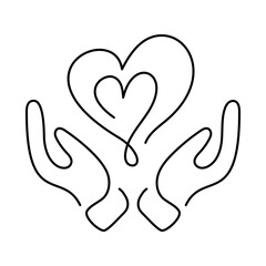 Mutual Respect Icon – Two Hands in Heart Shape, Representing Respect, Trust, and Collaboration
