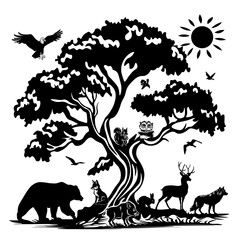 Forest Animals, Hand Drawn Vector Illustration
