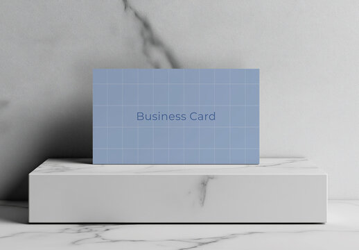 Business Card Mockup With Marble Pedestal and Generative ai