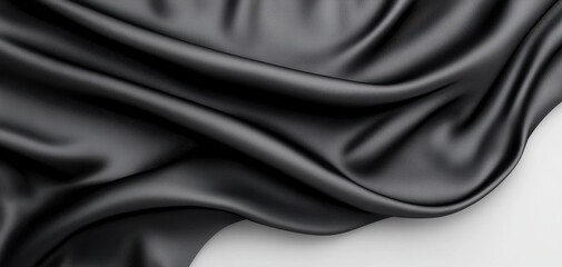 Fototapeta premium Dark Elegance: Smooth, luxurious black silk fabric elegantly draped, creating a sophisticated and mysterious mood. 