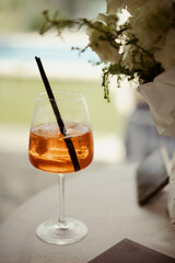 Aperol spritz cocktail on a luxury restaurant table