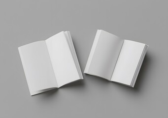 Two Blank Paperbacks Laying Open on a Grey Surface