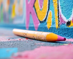 Crayon on a Colorful Wall