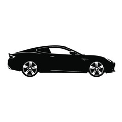 Fototapeta premium a black and white silhouette of a car. The car is shown in a side view,
