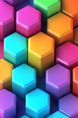 Obraz premium Abstract Background of Glossy Hexagonal Shapes in a Vibrant Rainbow Gradient, Perfect for Creative Designs