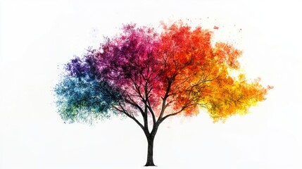 Fan brushes create a vibrant mix of colors inspired by trees against a clean white background. This artistic composition allows for ample copy space, perfect for various designs.