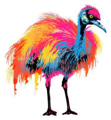 Obraz premium PNG Ostrich Risograph style animal bird beak.