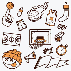 collection of basketball elements, vector illustration