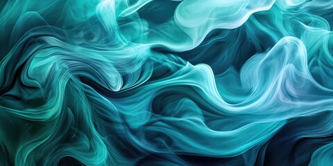 Obraz premium Abstract background featuring fluid acrylic art with waves of turquoise ink, creating a mesmerizing visual experience through vibrant and flowing colors.