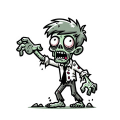 Cartoon zombie character isolated vector illustration