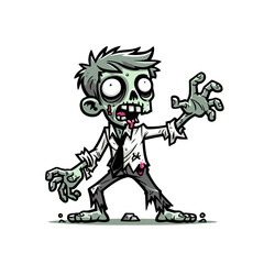 Cartoon zombie character isolated vector illustration